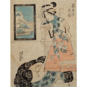 Bijin At The Window, Ukiyo-e Print, Japan, Edo Era, 19th Century. 