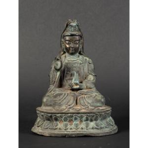 Guanyin, bronze, Chine, dynastie Qing (1644-1912).  