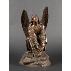 Angel In Prayer, Jean-françois Théodore Gechter (1795-1844), Bronze, France, 19th Century 