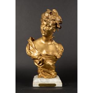 Buste de femme, Henri Allouard (1844 - 1929), bronze doré, France, début du XXe siècle.