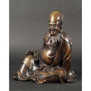 Sage chinois, bronze, Chine, dynastie Qing, XIXe siècle.