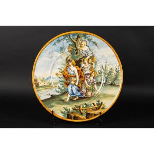 Charger  - Women Picking Fruit, Majolica, Castelli, Italy, 19th Century.