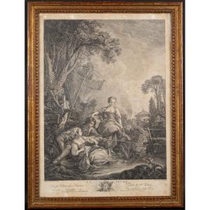 "fishing," By Jacques-firmin Beauvarlet (1731–1797), After F. Boucher; Etching, Ca. 1775.