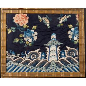 Broderie encadrée, Chine, dynastie Qing, fin du XIXe siècle