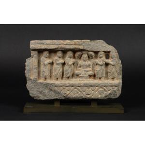 Relief Avec Une Scène De La Vie De Bouddha, Schiste, Gandhara, Ier-ve Siècle Après Jc   
