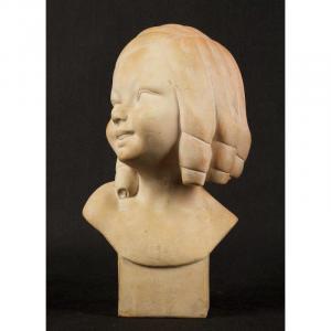 Buste De Jeune Fille, Art Déco, Guero, France  
