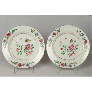 Pair Of Plates, Famille Rose, China, Yongzheng, 1730 