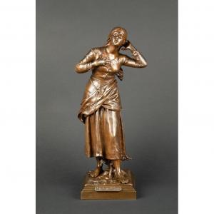 Jeanne d'Arc, Etienne Henri Dumaige (1830-1888), Bronze 19ème Siècle 
