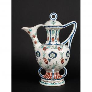 Iznik Style Pitcher, Samson, Paris, 19th Century.