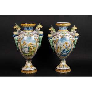 Paire De Vases, Néo-renaissance, Italie / France, 19e Siècle  