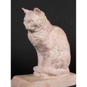 Cat, Sèvres, Terracotta, France, Early 20th Century.