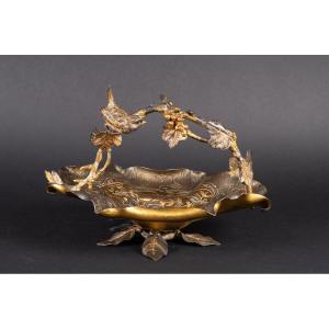 A Japanese Gilt Bronze Basket Bowl, France, 2nd Half 19th Century