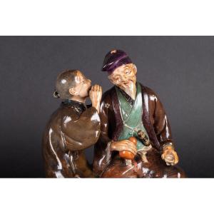 Japanese Couple, Ceramic, Japan, Early 20th Century.  