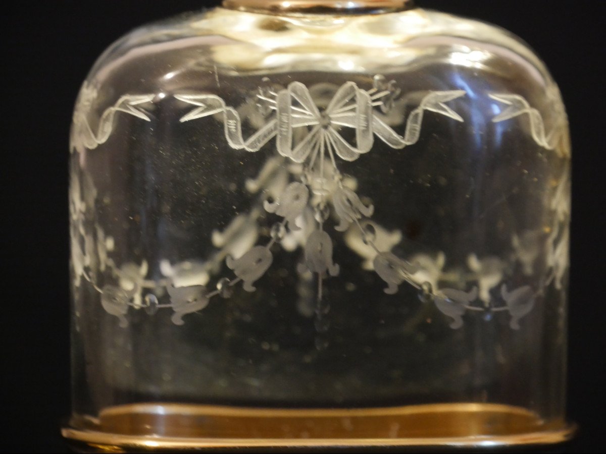 Flasque en argent-vermeil et cristal par Gustave Keller - Argenterie - Flacon de voyage-photo-2