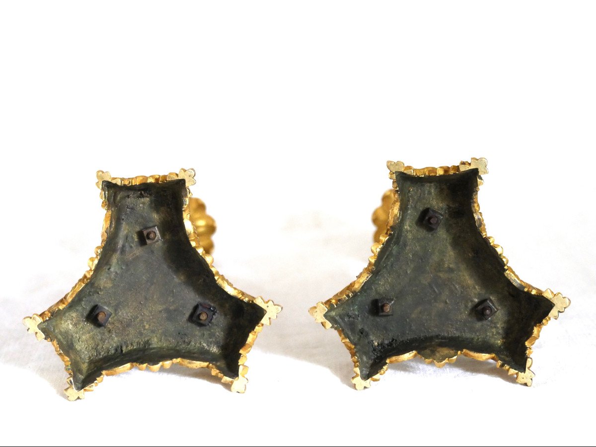 Pair Of Torches - Bronze Candlesticks-photo-4