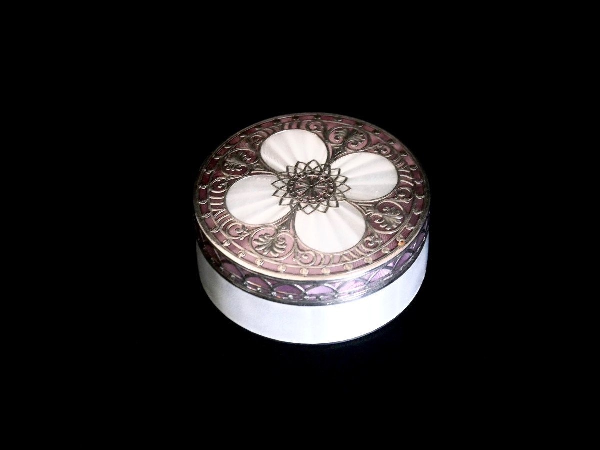 Boite en argent émaillé - Boite à dragées - Objets de vitrine  - Art-déco-photo-6