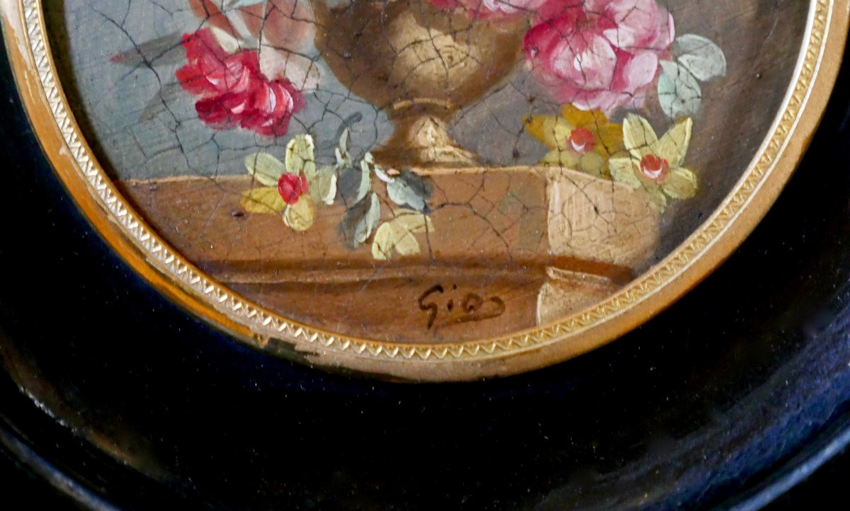 Miniature sur cuivre - Bouquet(s) de fleurs 19ème-photo-2