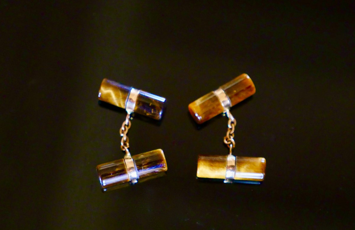 Bijoux - Boutons de manchettes - Œil-de-tigre-photo-2