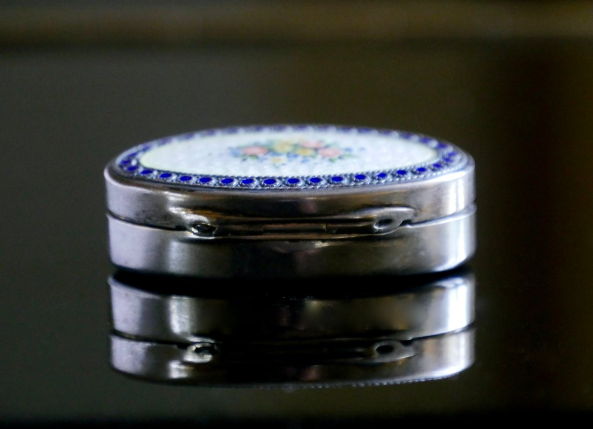 Art-nouveau Enamelled Silver Box - écrin - Pilulier-photo-3