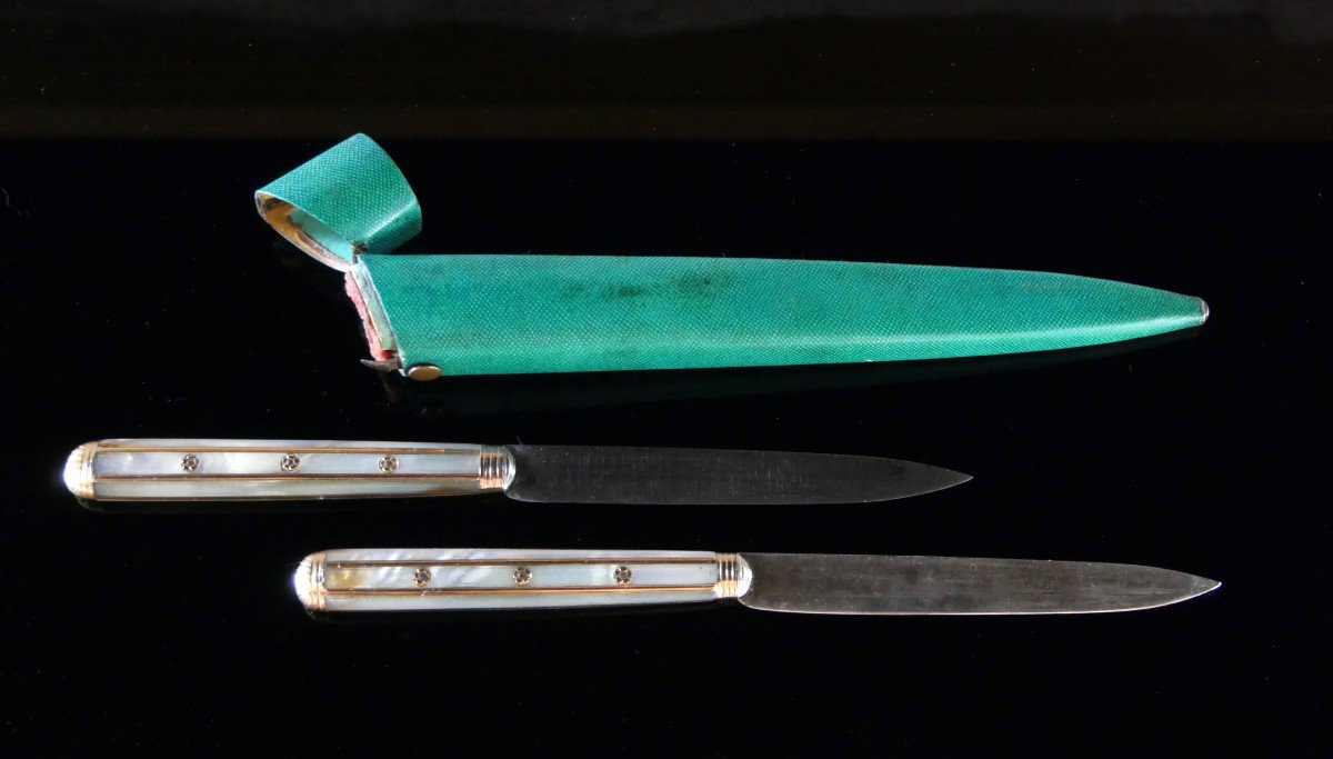 Two Travel Knives In A Shagreen Case