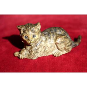 Sculpture - Bronze de Vienne - Franz Xaver Bergmann - Chat