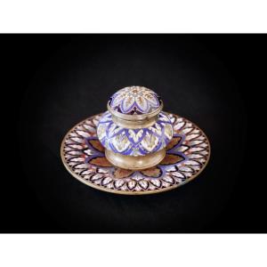 Cloisonne Bronze Inkwell - Writing Object - Office Essentials