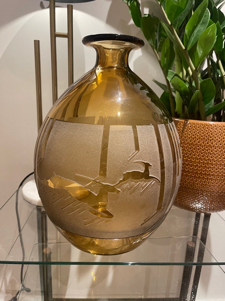 Art Deco Vase Decorated With Archers And Antelopes Signed Berlys-photo-3