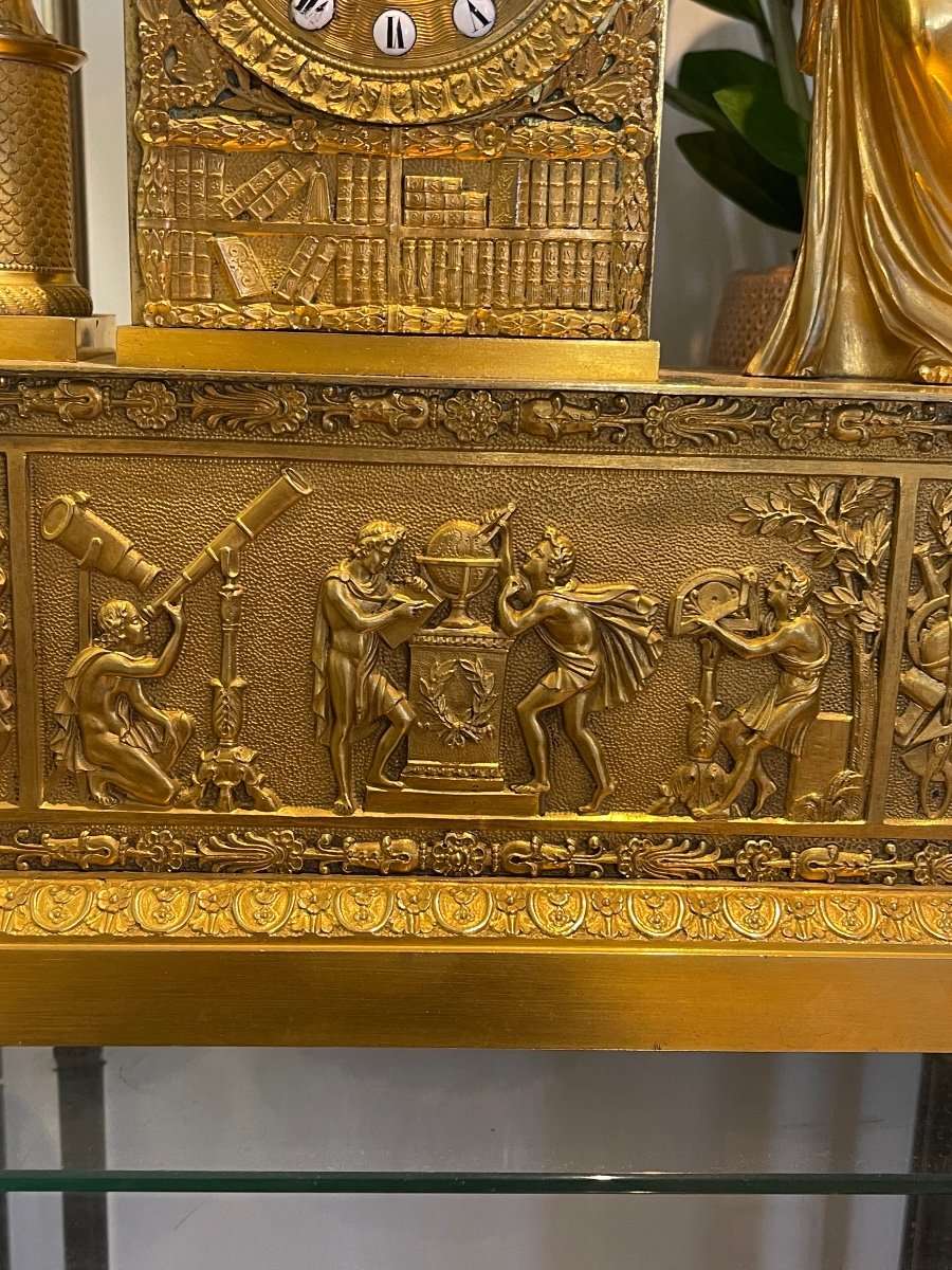 Pendulum In Gilt Bronze Representing The Allegory Of Astronomy-photo-2