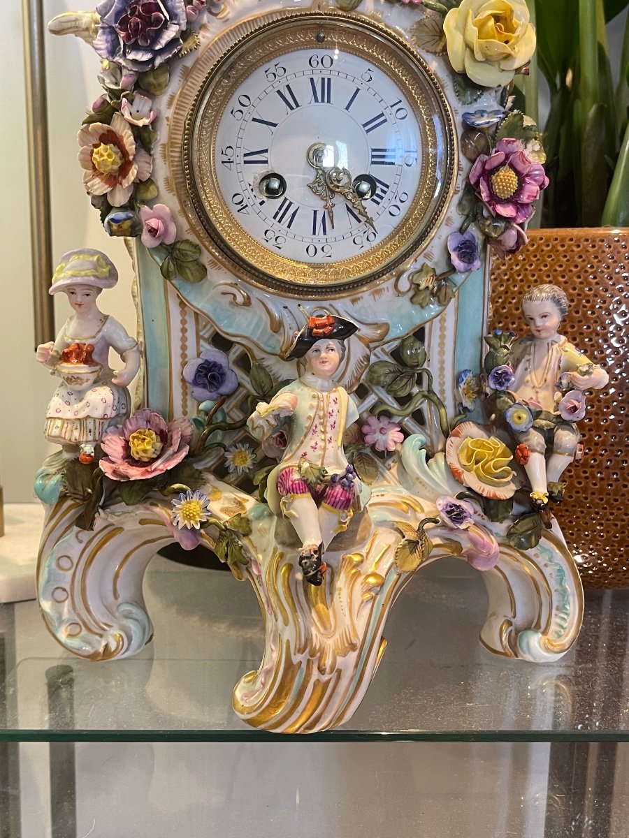 Meissen Porcelain Pendulum Decorated With The Four Seasons XIX-photo-3