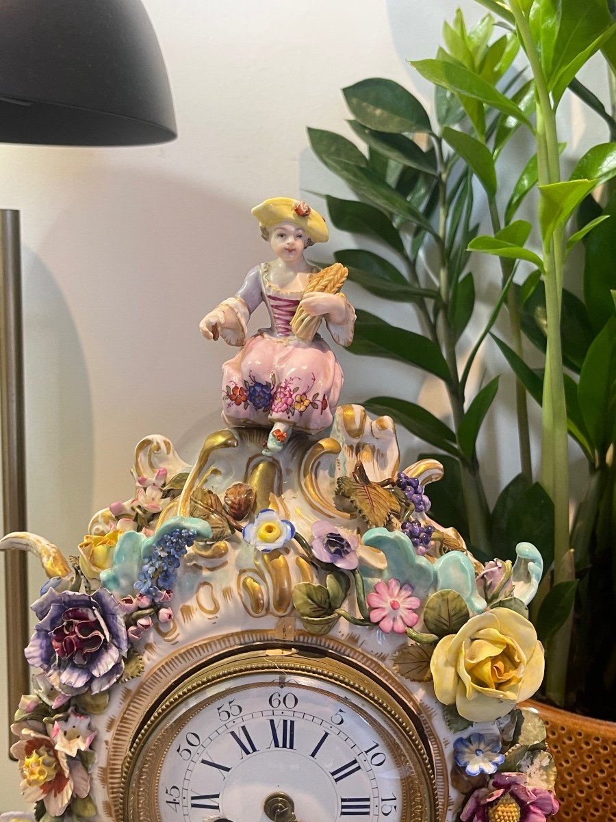 Meissen Porcelain Pendulum Decorated With The Four Seasons XIX-photo-1