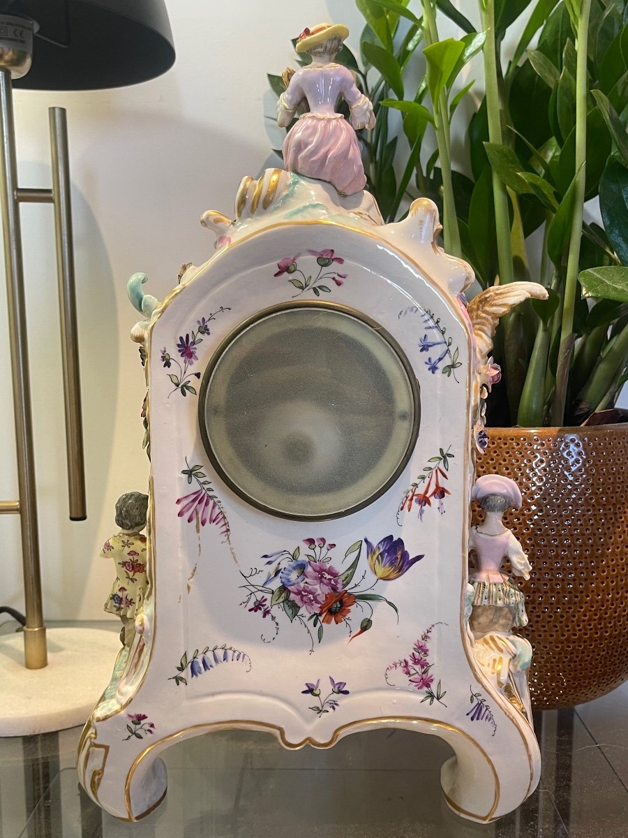 Meissen Porcelain Pendulum Decorated With The Four Seasons XIX-photo-3