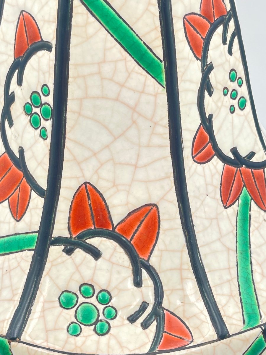 Toupie Vase In Longwy Art Deco Enamels-photo-3