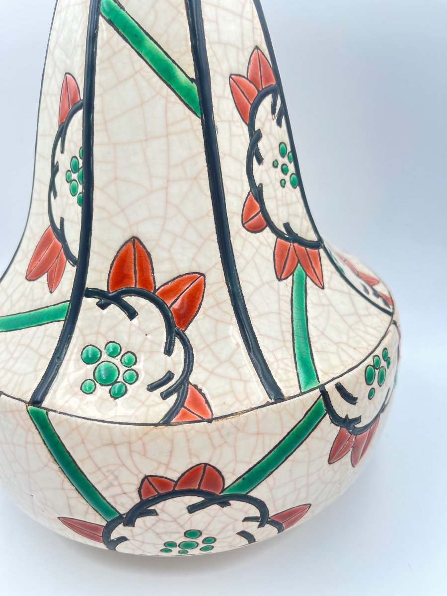 Toupie Vase In Longwy Art Deco Enamels-photo-3
