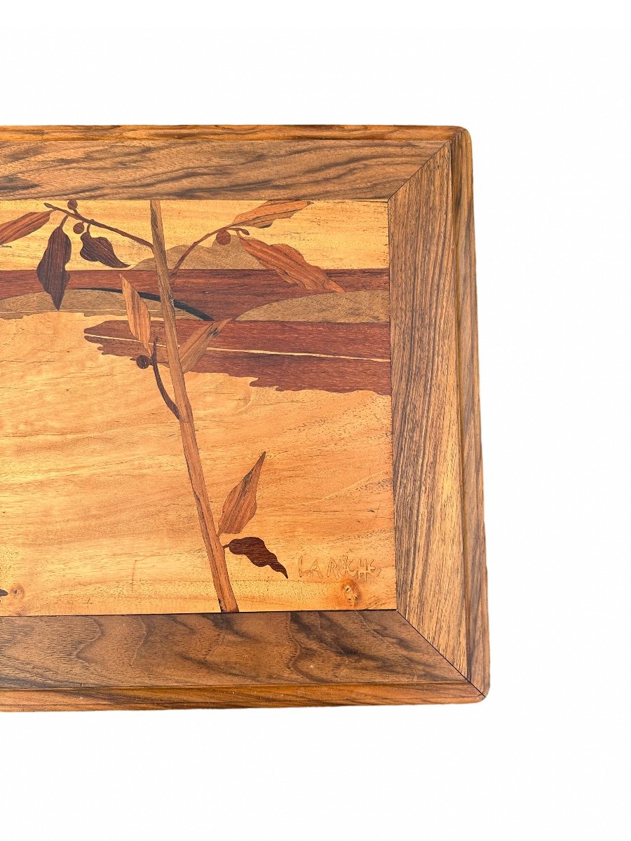 Table Art Nouveau En Marquèterie Signée La Ruche-photo-4