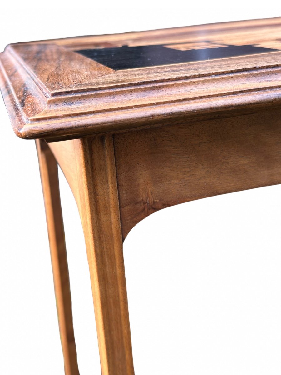 Table Art Nouveau En Marquèterie Signée La Ruche-photo-3