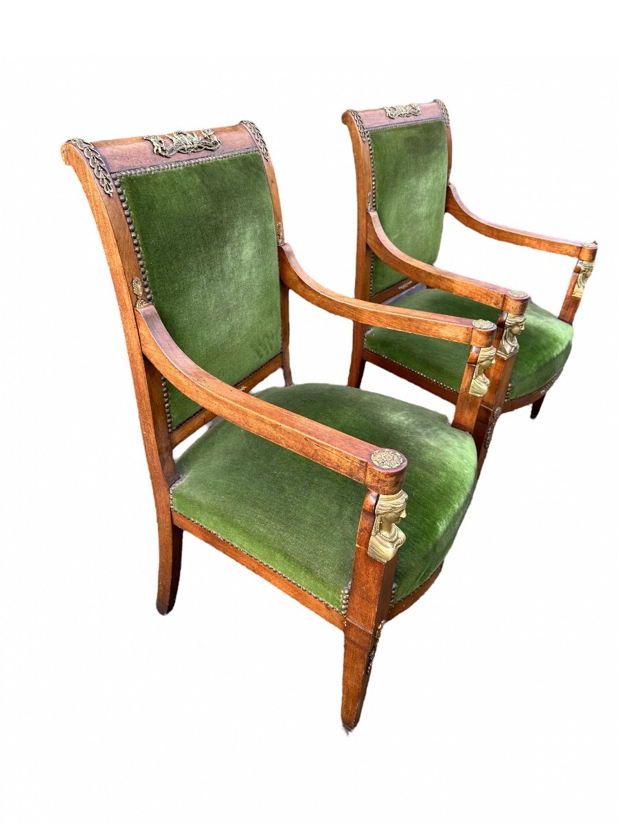 Paire De Fauteuil De Style Empire -photo-1