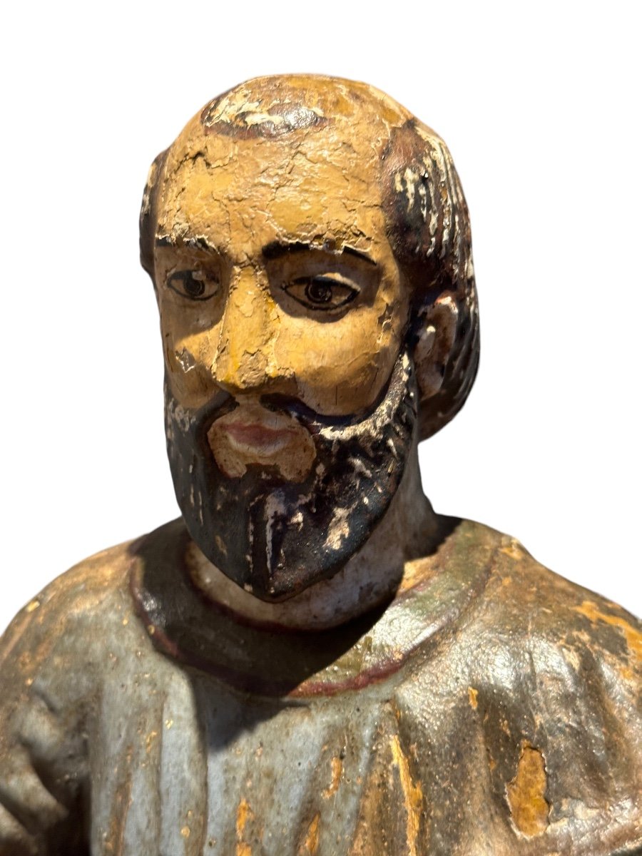 Saint Pierre & Statue En Bois Polychrome XVIII-photo-2