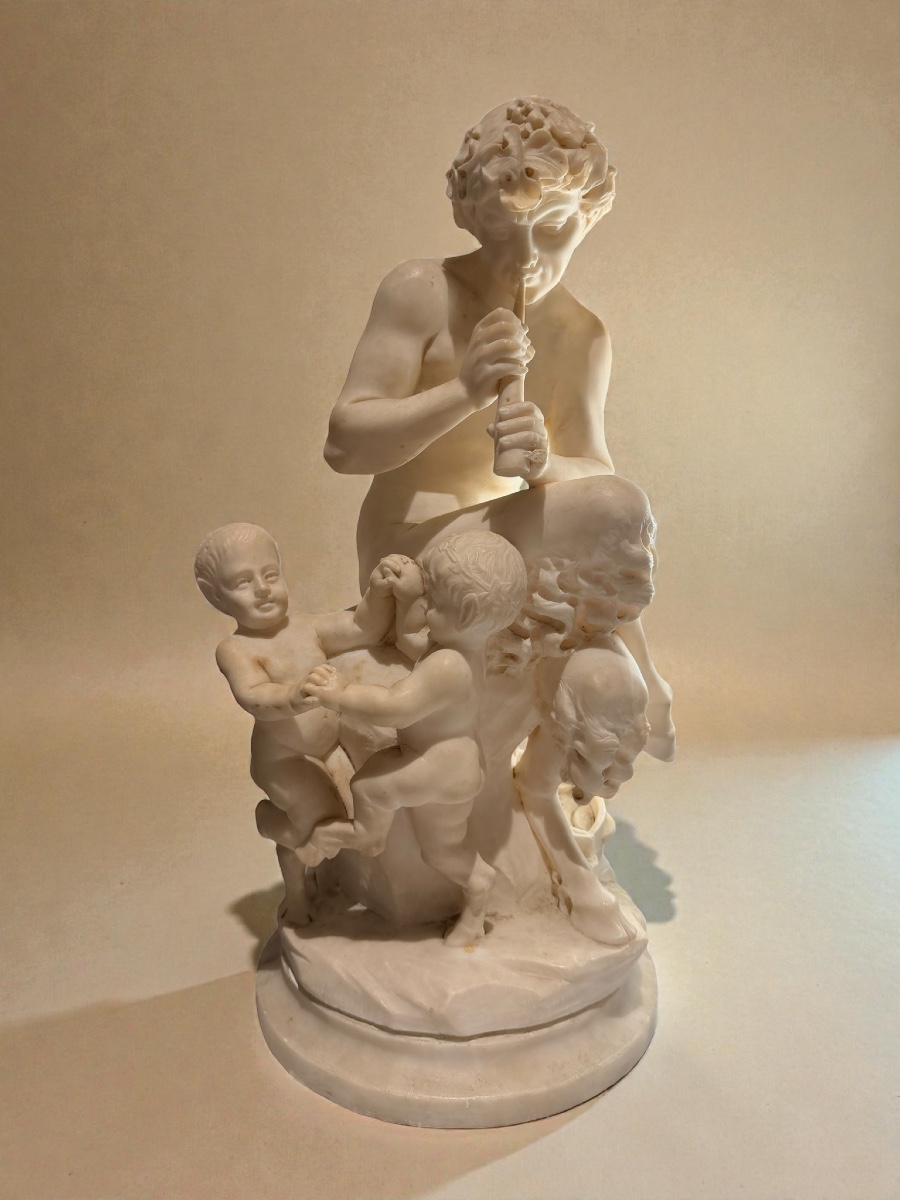 Faune Jouant Du Tambourin Par Cuzzini D'après Clodion