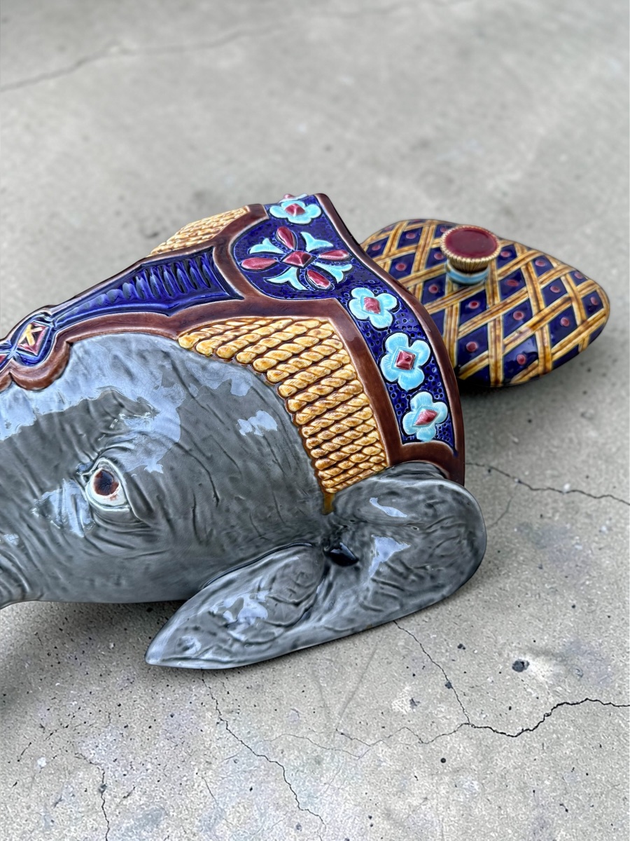 Fontaine Éléphant En Faïence De Sarreguemines-photo-1