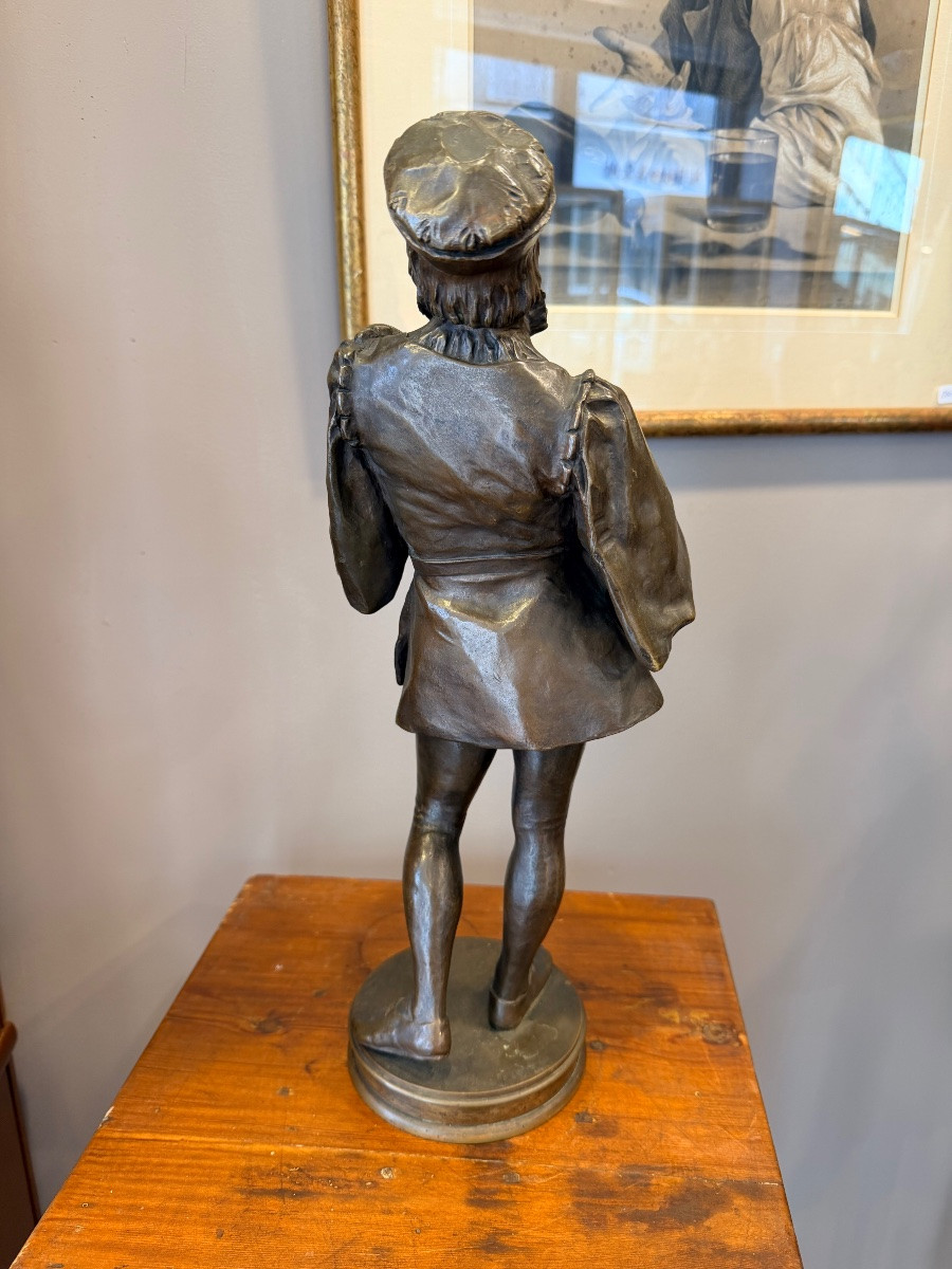 PAUL FILHASTRE. "UNE CHANSON D'AMOUR". Sculpture En Bronze -photo-3