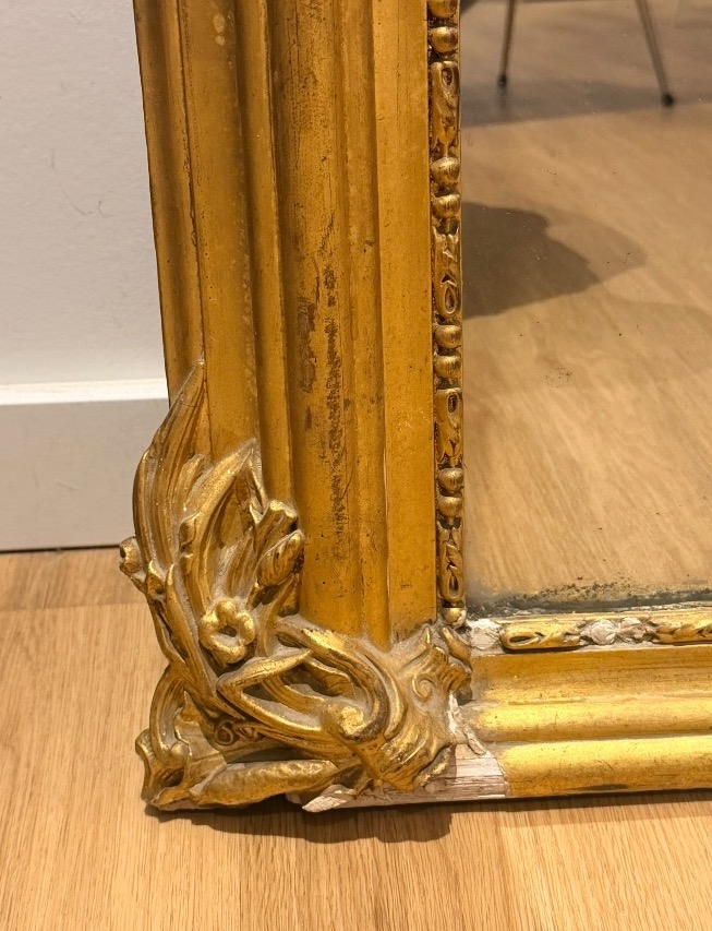 Important 19th-century Gilded Wooden Mirror-photo-1