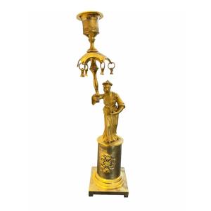 Chinese Style Gilt Bronze Regency Style Candlestick