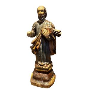 Saint Peter & Polychrome Wooden Statue XVIII