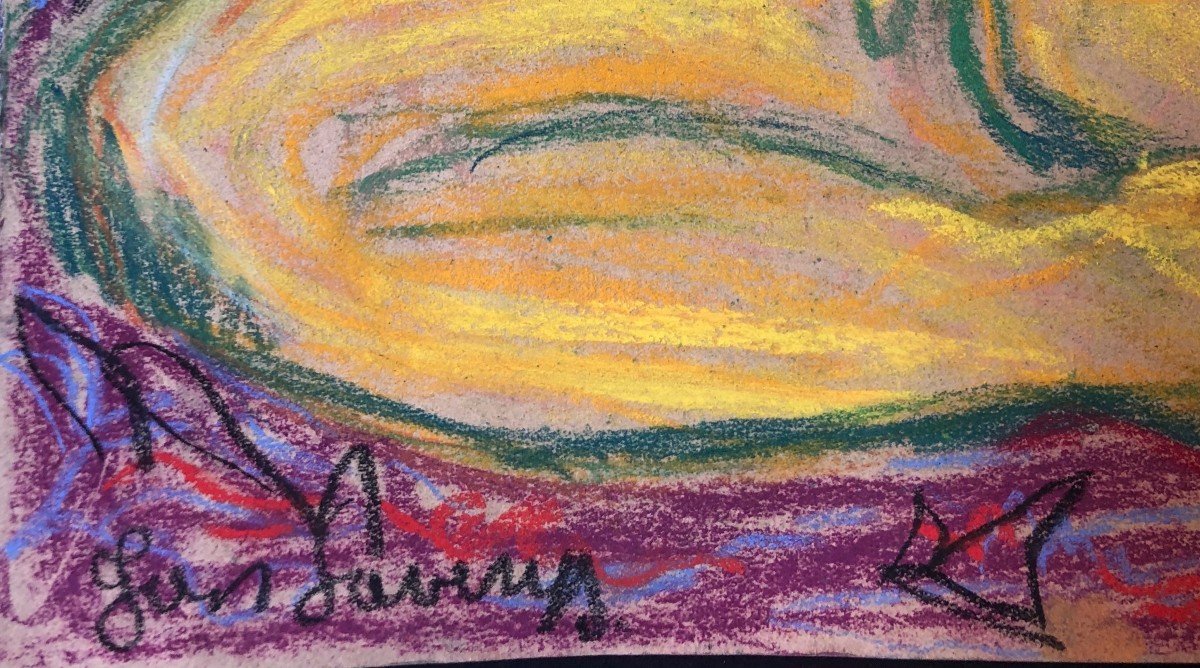 Yellow Woman, Pastel Signed To Identify-photo-2