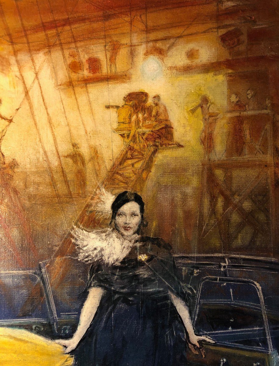 Signed To Identify Pan? Dated 1989 Film Shooting Actrice Circus Trapeze Artist 1930-photo-1