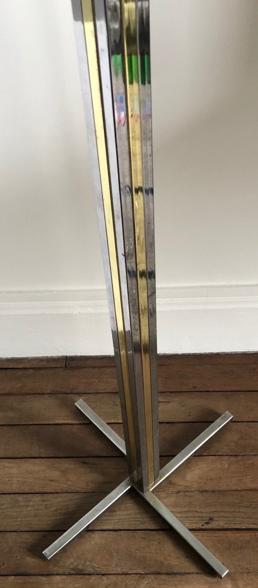 Porte Manteaux Asymétrique 1970 Chrome Et Doré Section Carrée-photo-2
