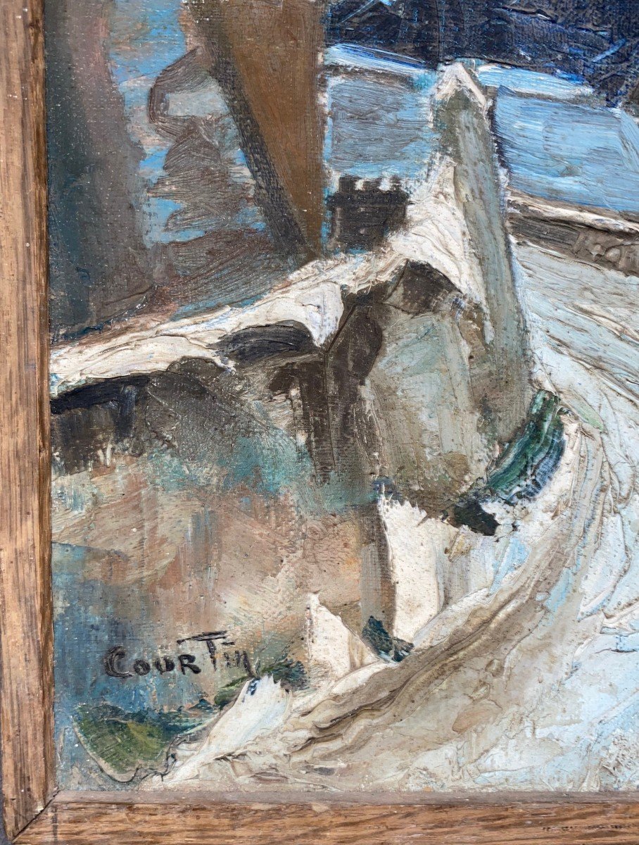 Émile COURTIN (1923-1997) Village de nuit-photo-2