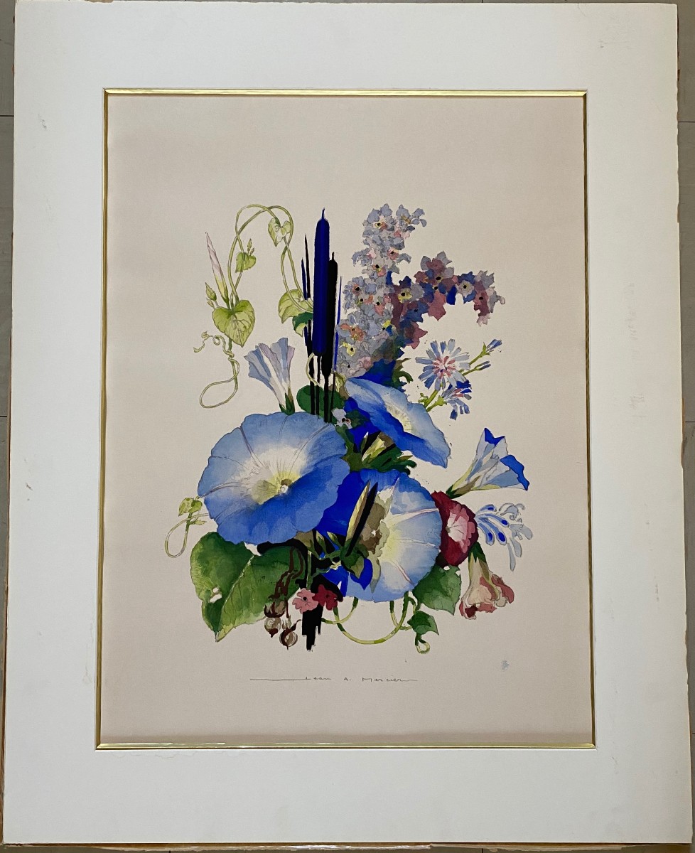 Jean Adrien Mercier (1899-1995) Floral Arrangement With Morning Glories-photo-3