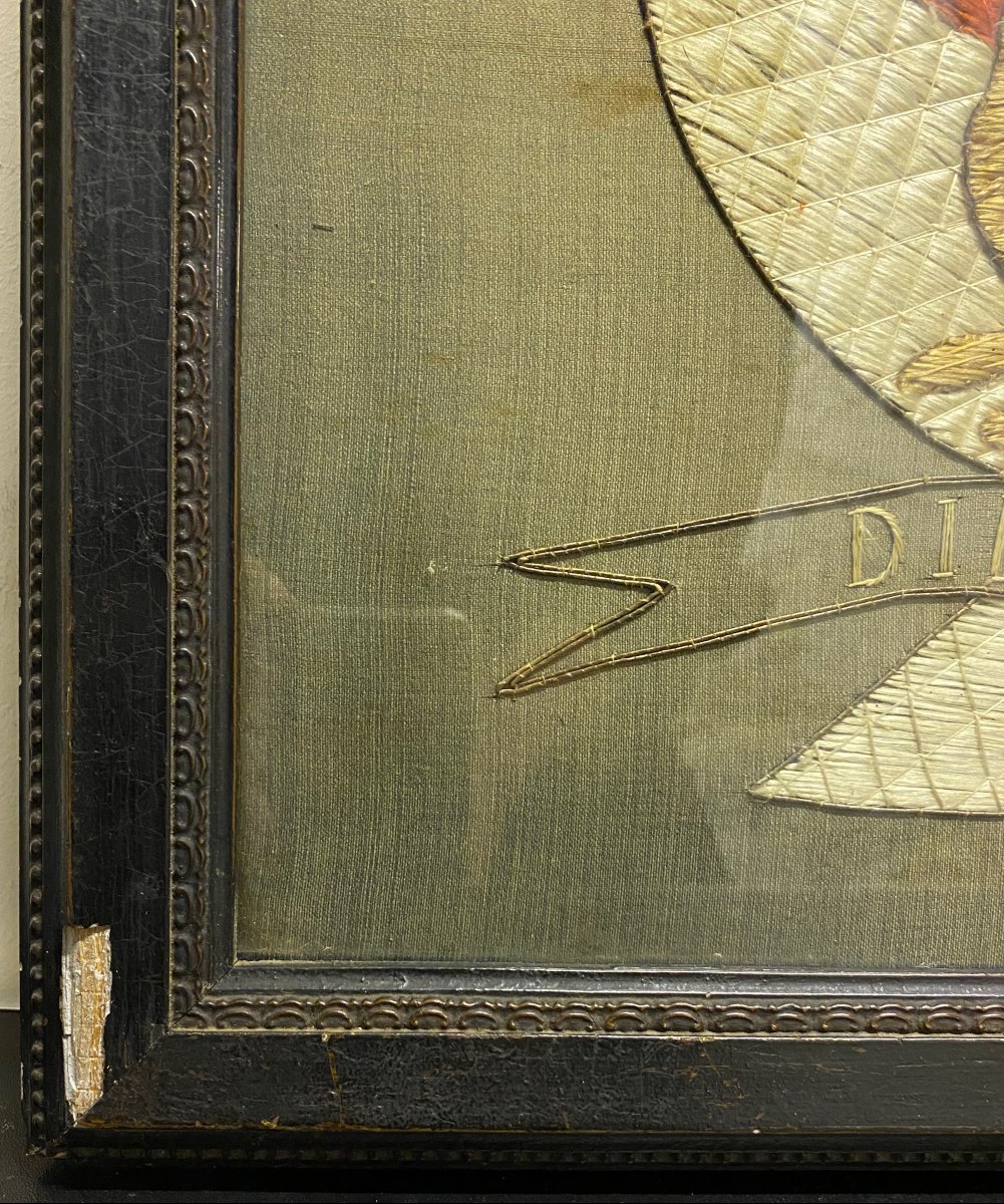English sailor's woolwork (woolies) XIXè Dieu et mon droit / honi soit qui mal y pense-photo-1