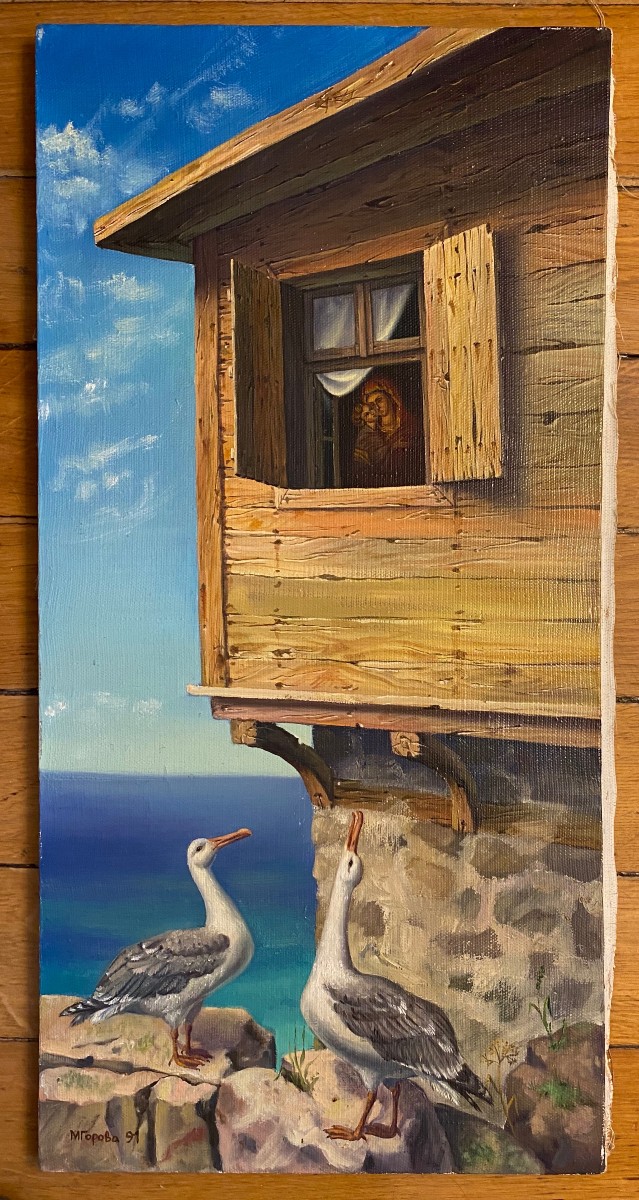 Eastern School Holy Virgin With Seagulls To Identify-photo-2